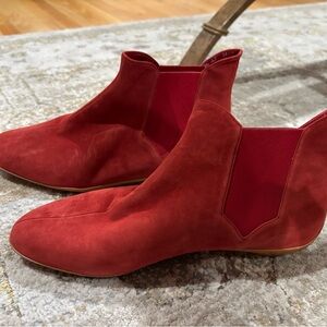 Salvatore Ferragamo Montana Vintage 1960s Red Suede Ankle Booties